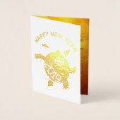 おもしろい 5 匹の漫画 豚 年の干支 誕生日 豪華 1C 箔カード (正面)