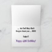 おもしろい, 60歳の忘れ誕生日,紫,白 カード (内部)