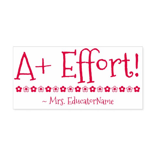 おもしろい「A +努力!」 +インストラクター名ラバースタンプ セルフインキングスタンプ (デザイン)