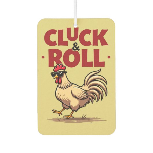おもしろい「Cluck & 転がRooster Cartoonクールデザイン カーエアーフレッシュナー (正面)