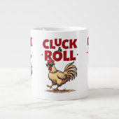 おもしろい「Cluck & 転がRooster Cartoonクールデザイン ジャンボコーヒーマグカップ (正面)