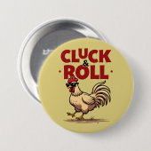 おもしろい「Cluck & 転がRooster Cartoonクールデザイン 缶バッジ (正面&裏面)