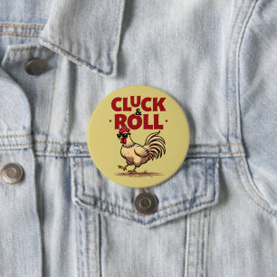 おもしろい「Cluck & 転がRooster Cartoonクールデザイン 缶バッジ
