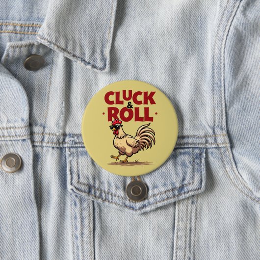 おもしろい「Cluck & 転がRooster Cartoonクールデザイン 缶バッジ (インサイチュ)