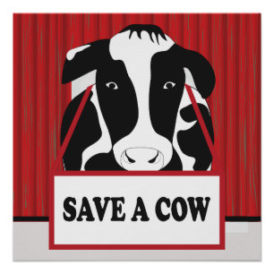 おもしろい Cow 20 x 20 Poster 救(Cow 20 x 20 Poster) ポスター