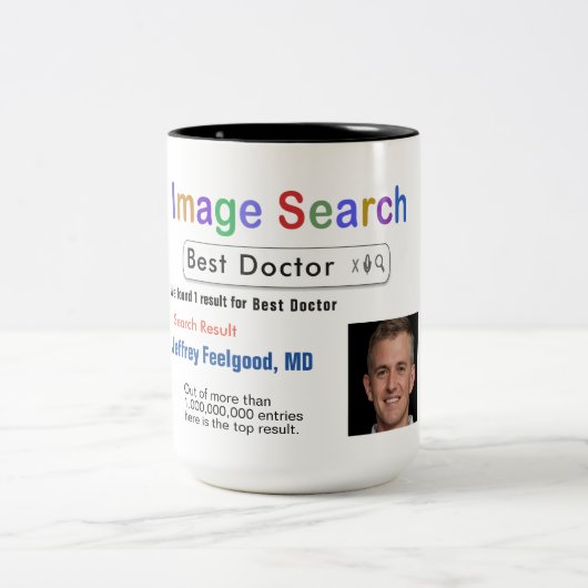 おもしろい Doctor Search Gift Mug(ドクター検索) ツートーンマグカップ (中央)
