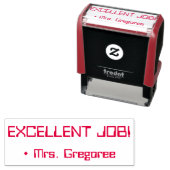 おもしろい「EXCELLENT JOB!」 +教育者ネームラバースタンプ セルフインキングスタンプ (インサイチュ)