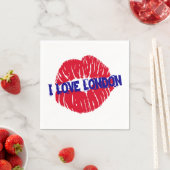 おもしろい「I love London」赤い口紅キスの地下鉄の看板 スタンダードカクテルナプキン (インサイチュ)