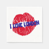 おもしろい「I love London」赤い口紅キスの地下鉄の看板 スタンダードカクテルナプキン (正面)