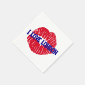 おもしろい「I love London」赤い口紅キスの地下鉄の看板 スタンダードカクテルナプキン (角)