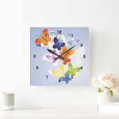 おもしろい「N」のカラフル スクエア壁時計 (ホーム)