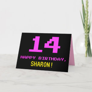 おもしろい, Nerdy,オタク系の，ピンク， 8ビットスタイル14誕生日 カード