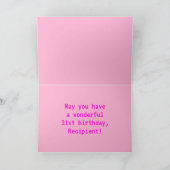 おもしろい, Nerdy,オタク系の,ピンク, 8ビットスタイル31誕生日 カード (内部)