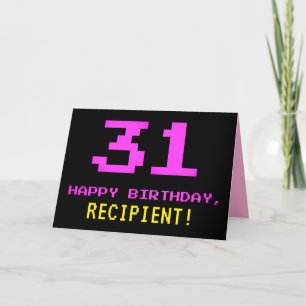 おもしろい, Nerdy,オタク系の，ピンク， 8ビットスタイル31誕生日 カード