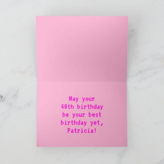 おもしろい, Nerdy,オタク系の,ピンク, 8ビットスタイル44番目の誕生日 カード (内部)