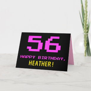 おもしろい, Nerdy,オタク系の，ピンク， 8ビットスタイル56誕生日 カード