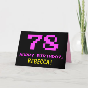 おもしろい, Nerdy,オタク系の，ピンク， 8ビットスタイル78誕生日 カード