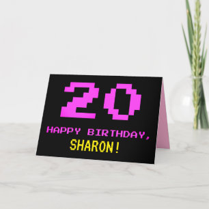おもしろい、Nerdy、オタク系のPink、8ビットスタイル20誕生日 カード