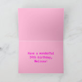 おもしろい、Nerdy、オタク系のPink、8ビットスタイル24誕生日 カード (内部)