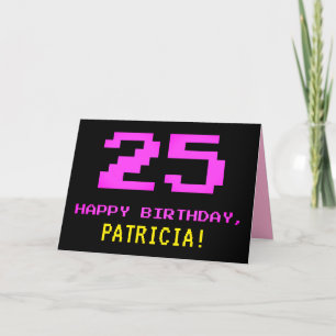 おもしろい、Nerdy、オタク系のPink、8ビットスタイル25誕生日 カード