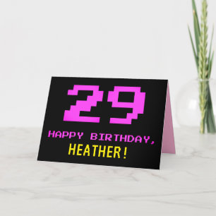 おもしろい、Nerdy、オタク系のPink、8ビットスタイル29誕生日 カード