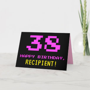おもしろい、Nerdy、オタク系のPink、8ビットスタイル38誕生日 カード