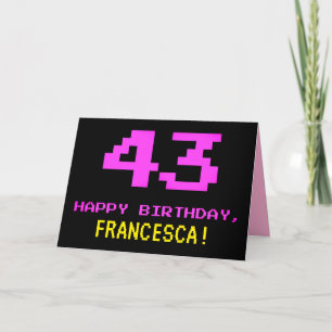 おもしろい、Nerdy、オタク系のPink、8ビットスタイル43番目の誕生日 カード