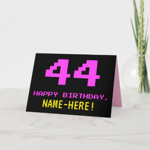 おもしろい、Nerdy、オタク系のPink、8ビットスタイル44誕生日 カード