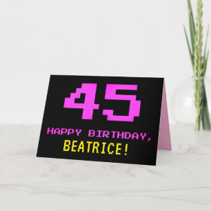おもしろい、Nerdy、オタク系のPink、8ビットスタイル45誕生日 カード