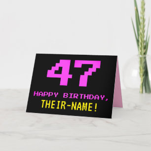 おもしろい、Nerdy、オタク系のPink、8ビットスタイル47誕生日 カード