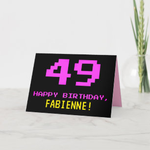おもしろい、Nerdy、オタク系のPink、8ビットスタイル49誕生日 カード