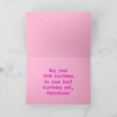 おもしろい、Nerdy、オタク系のPink、8ビットスタイル50誕生日 カード (内部)