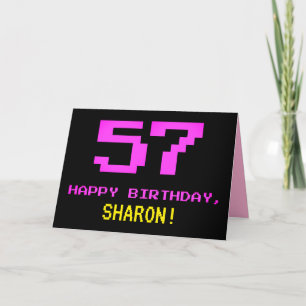 おもしろい、Nerdy、オタク系のPink、8ビットスタイル57誕生日 カード