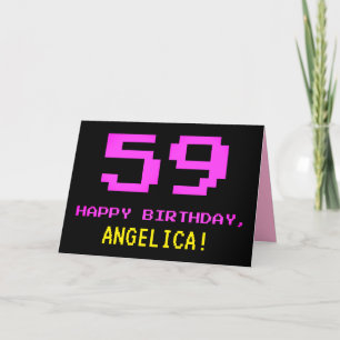おもしろい、Nerdy、オタク系のPink、8ビットスタイル59誕生日 カード