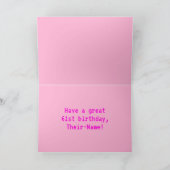 おもしろい、Nerdy、オタク系のPink、8ビットスタイル61番目の誕生日 カード (内部)