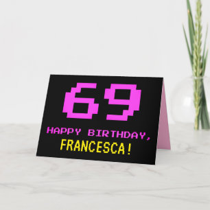 おもしろい、Nerdy、オタク系のPink、8ビットスタイル69誕生日 カード