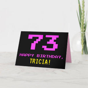 おもしろい、Nerdy、オタク系のPink、8ビットスタイル73誕生日 カード