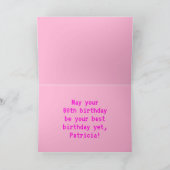 おもしろい、Nerdy、オタク系のPink、8ビットスタイル80誕生日 カード (内部)