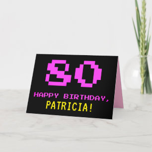 おもしろい、Nerdy、オタク系のPink、8ビットスタイル80誕生日 カード