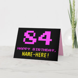 おもしろい、Nerdy、オタク系のPink、8ビットスタイル84誕生日 カード