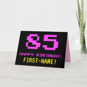 おもしろい、Nerdy、オタク系のPink、8ビットスタイル85誕生日 カード