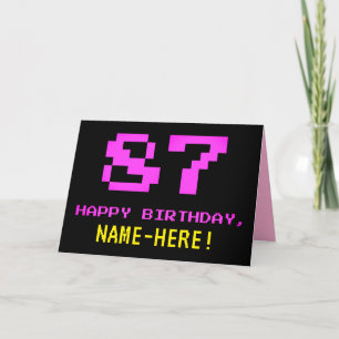 おもしろい、Nerdy、オタク系のPink、8ビットスタイル87誕生日 カード