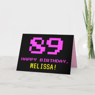 おもしろい、Nerdy、オタク系のPink、8ビットスタイル89誕生日 カード