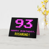 おもしろい、Nerdy、オタク系のPink、8ビットスタイル93番目の誕生日 カード (黄色い花)