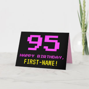 おもしろい、Nerdy、オタク系のPink、8ビットスタイル95誕生日 カード