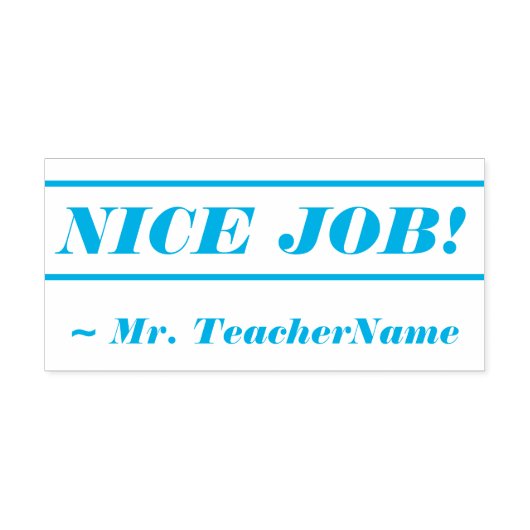 おもしろい"NICE JOB!" +先生の名前ラバースタンプ セルフインキングスタンプ (デザイン)