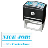 おもしろい"NICE JOB!" +先生の名前ラバースタンプ セルフインキングスタンプ (インサイチュ)
