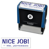 おもしろい「NICE JOB!」 +教育者の名前ラバースタンプ セルフインキングスタンプ (インサイチュ)