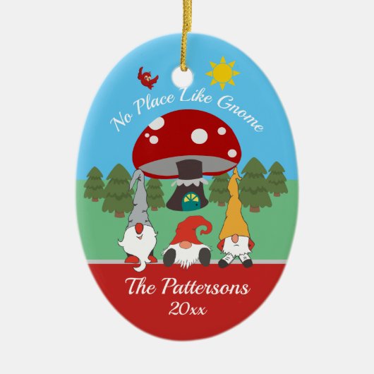おもしろい「No Place Like格言」クリスマス セラミックオーナメント (正面)
