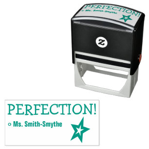 おもしろい「PERFECT!」 +カスタム先生名 セルフインキングスタンプ